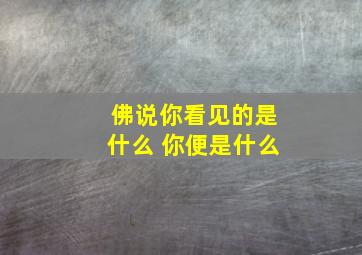 佛说你看见的是什么 你便是什么